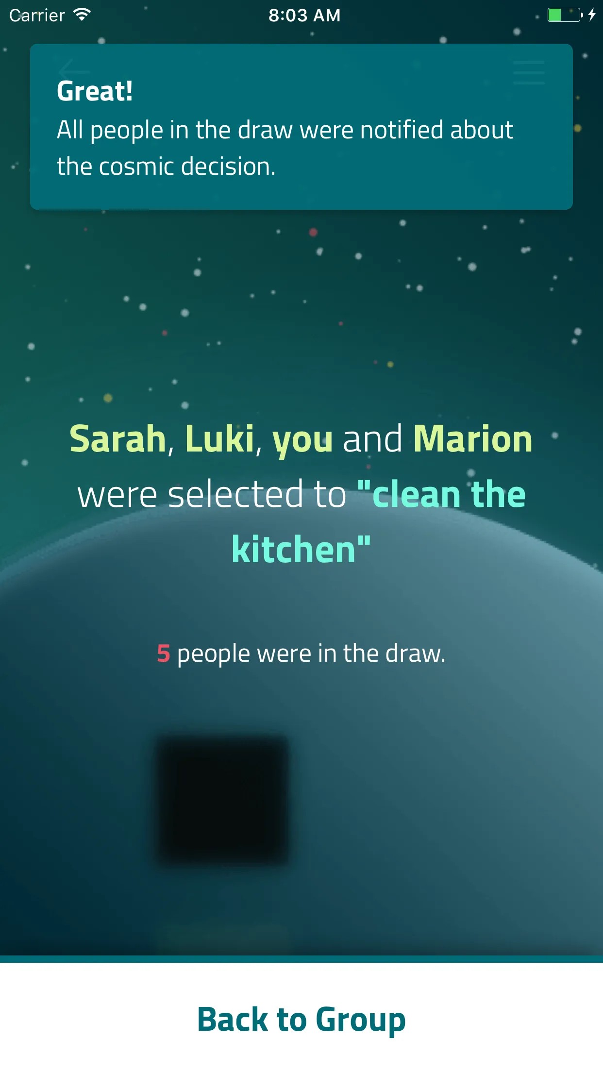 Das Resultat der kosmischen Entscheidung