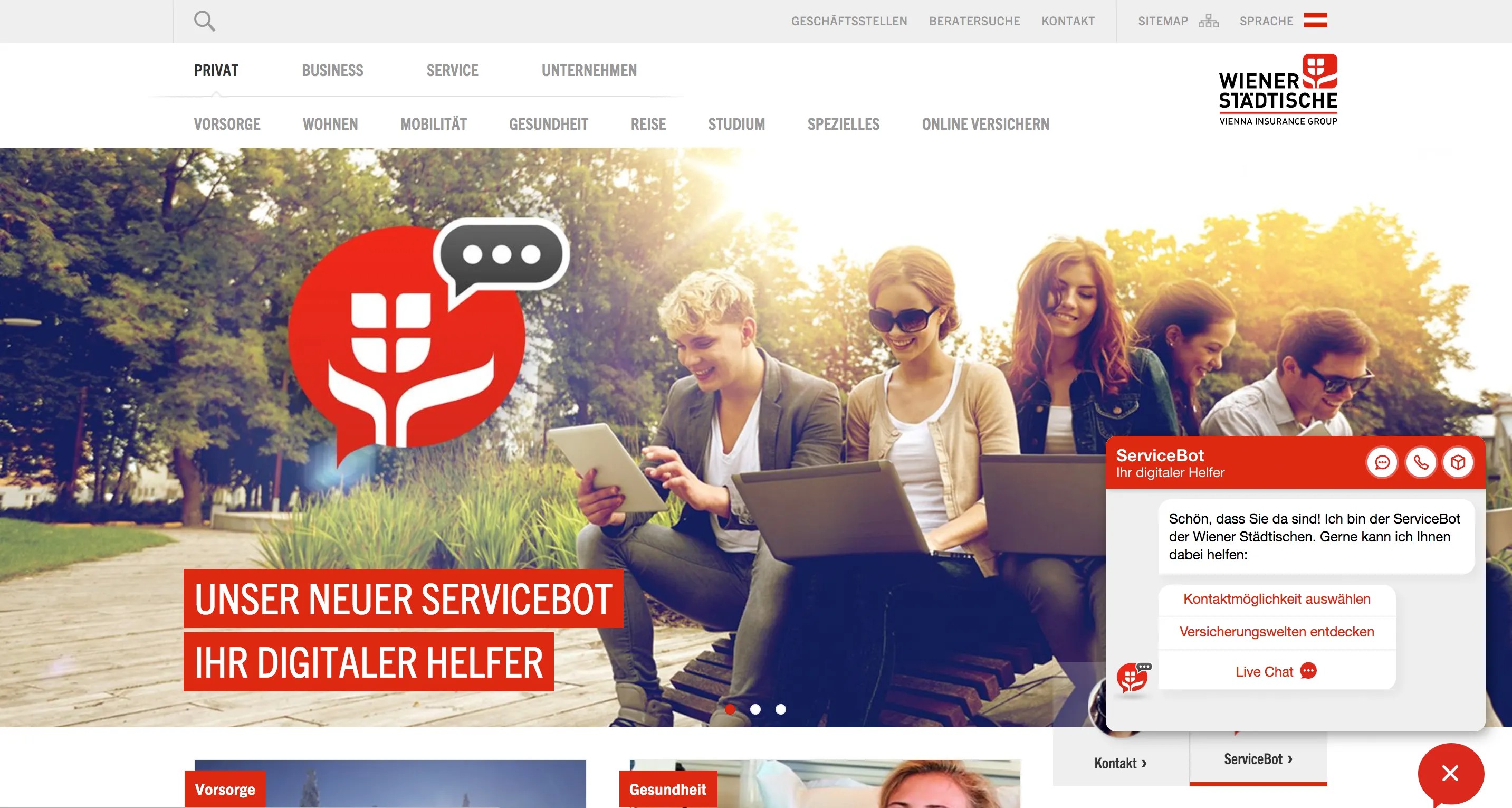 Ausschnitt aus der Durchführung einer Terminvereinbarung über den ServiceBot