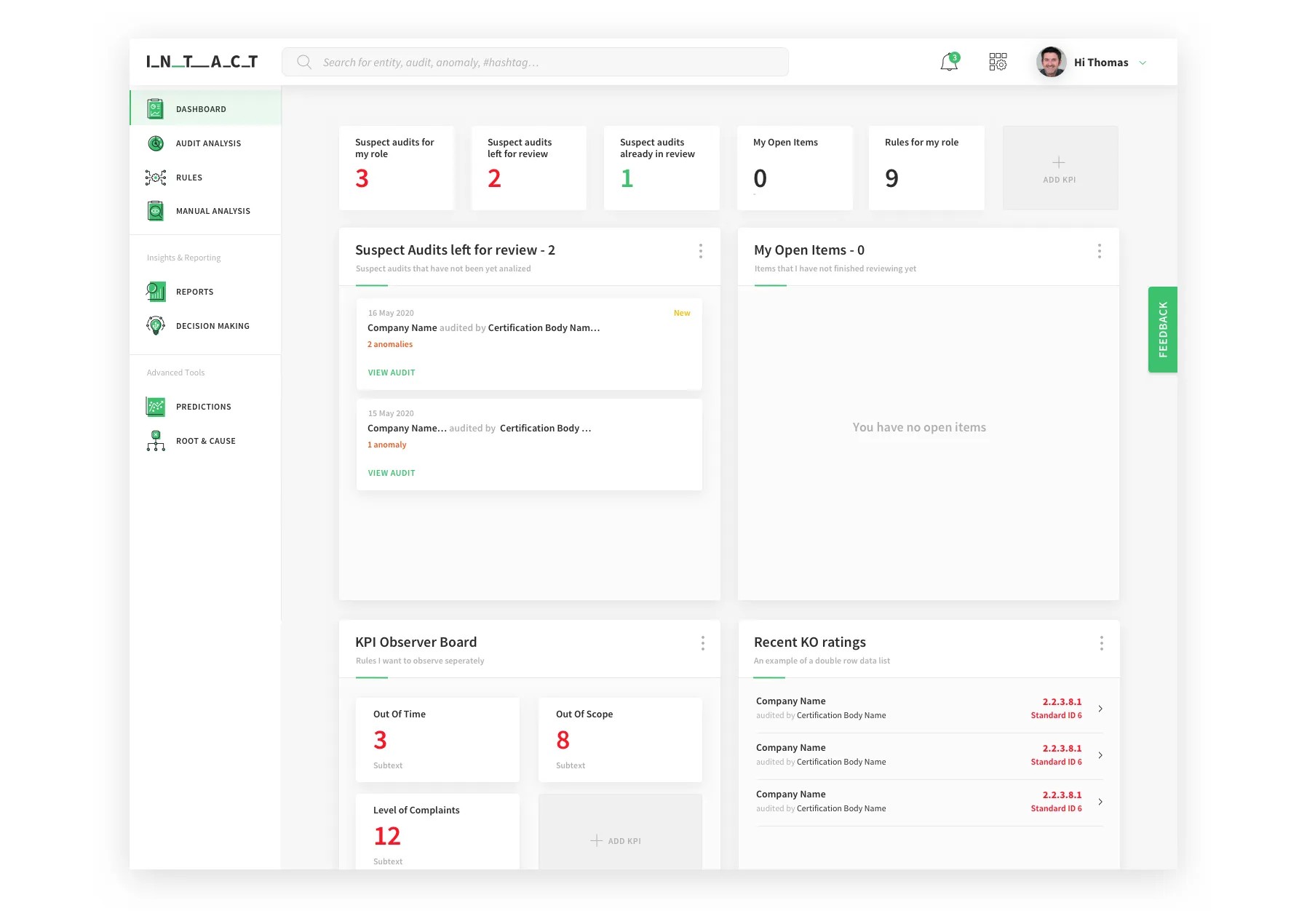 Intact Analytics Dashboard