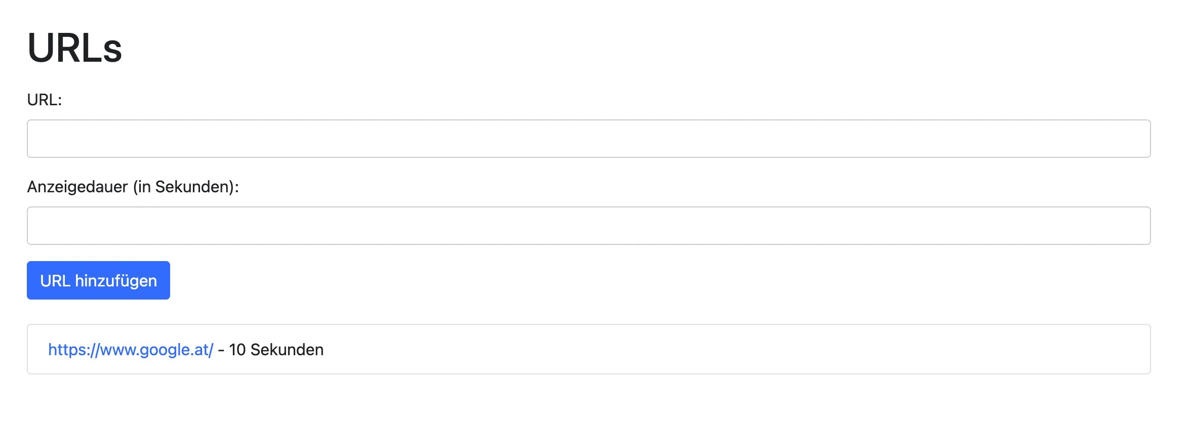 URLs
Anzeigendauer