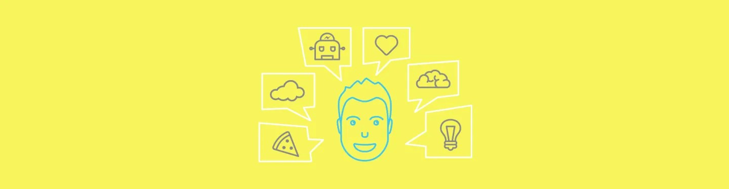 Blog Article Image Liechtenecker Meetup showing a person thinking about chatbots light pizza the cloud and more