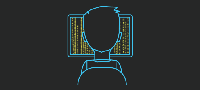 Blog article image illustration of a developer in front of a laptop